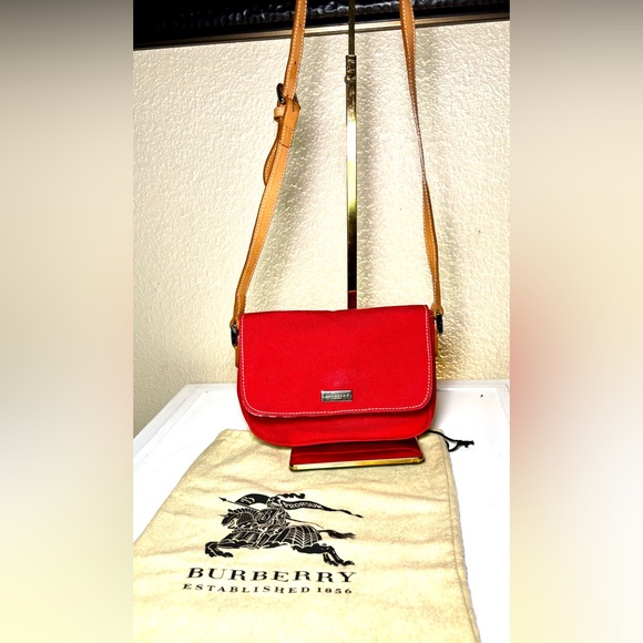 Burberry Red Canvas Crossbody Bag | Leather Trim | Dust Bag Included | w/COA - Picture 3 of 16